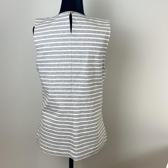 J. Crew grey and white striped jewelry embellished tank size medium - Picture 4 of 9